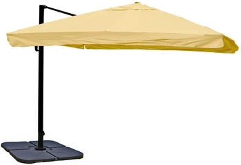 MCW Ampelschirm A96 3x3m Alu Flap mit Ständer Drehbar Creme