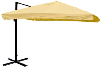 MCW Ampelschirm A96 3x3m Alu Flap ohne Ständer Drehbar Creme