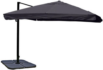 MCW Ampelschirm A96 3x3m Alu/Stahl Flap mit Ständer Anthrazit