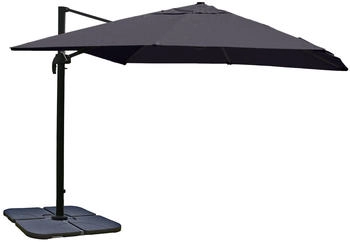 MCW Ampelschirm A96 3x3m Alu/Stahl mit Ständer Drehbar Anthrazit
