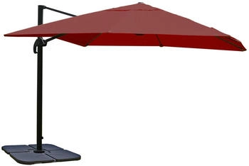 MCW Ampelschirm A96 3x3m Alu/Stahl mit Ständer Drehbar Bordeaux