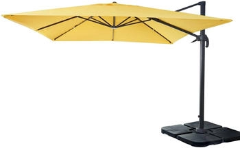 MCW Ampelschirm A96 3x3m Alu/Stahl mit Ständer Drehbar Gelb MCW Ampelschirm A96 3x3m Alu/Stahl mit Ständer Drehbar Gelb