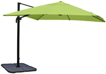 MCW Ampelschirm A96 3x3m Alu/Stahl mit Ständer Drehbar Grün
