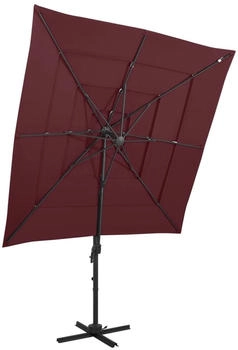 furnicato Sonnenschirm mit Aluminium-Mast 4-lagig Bordeauxrot 250x250 cm