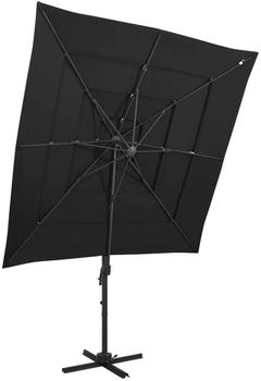 furnicato Sonnenschirm mit Aluminium-Mast 4-lagig Schwarz 250x250 cm
