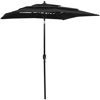 furnicato Sonnenschirm mit Aluminium-Mast 3-lagig Schwarz 2x2 m