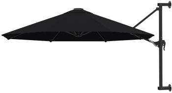 furnicato Sonnenschirm zur Wandmontage mit Metall-Mast 300 cm Schwarz