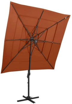 furnicato Sonnenschirm mit Aluminium-Mast 4-lagig Terrakotta 250x250cm