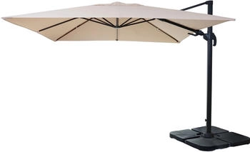 MCW Ampelschirm A96 3x3m Alu/Stahl Creme mit Ständer Drehbar MCW Ampelschirm A96 3x3m Alu/Stahl Creme mit Ständer Drehbar