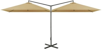 furnicato Doppel-Sonnenschirm mit Stahlmast 600x300 cm Taupe