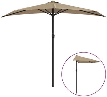 furnicato Balkon-Sonnenschirm mit Alu-Mast 270x144 cm Halbrund Taupe furnicato Balkon-Sonnenschirm mit Alu-Mast 270x144 cm Halbrund Taupe