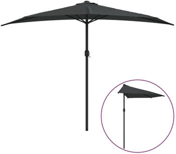 furnicato Balkon-Sonnenschirm mit Alu-Mast 300x155 cm Halbrund Anthrazit
