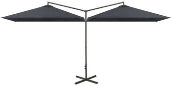 furnicato Doppel-Sonnenschirm mit Stahlmast 600x300 cm Anthrazit