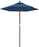 vidaXL Sonnenschirm mit Holzmast Azurblau 196x231 cm