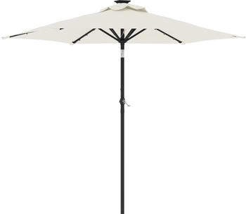 vidaXL Sonnenschirm mit LED und Stahlmast Wei&szlig; 225x225x212 cm (4005066)