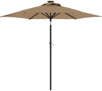 vidaXL Sonnenschirm mit LED und Stahlmast Taupe 225x225x212 cm (4005069)