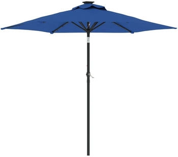 vidaXL Sonnenschirm mit LED und Stahlmast Azurblau 225x225x212 cm (4005073)