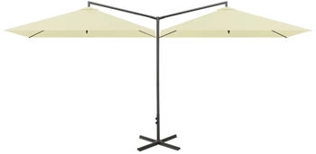 furnicato Doppel-Sonnenschirm mit Stahlmast 600x300 cm Sandweiß