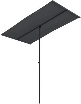 furnicato Sonnenschirm mit Aluminium-Mast 180x110cm Schwarz