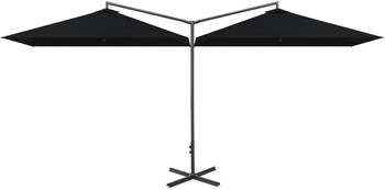furnicato Doppel-Sonnenschirm mit Stahlmast 600x300 cm Schwarz
