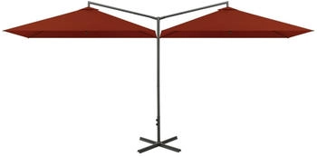 furnicato Doppel-Sonnenschirm mit Stahlmast 600x300 cm Terracotta-Rot