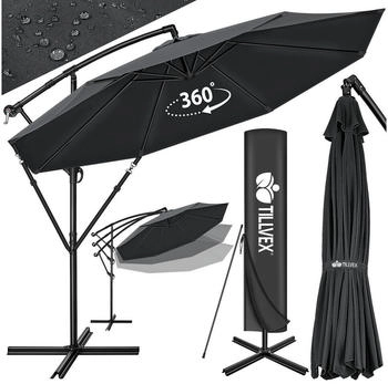 tillvex Round offset parasol 350 cm Anthracite with base