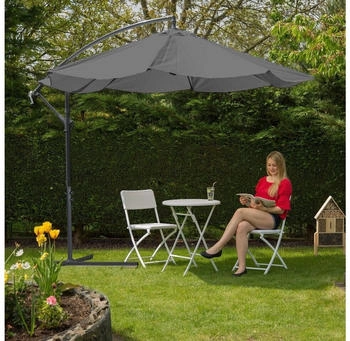 Relaxdays Tiltable offset parasol with cover 300 cm Grey