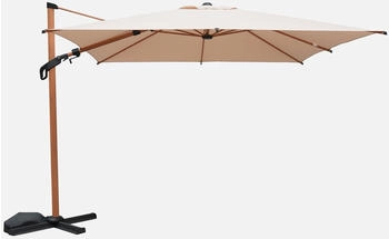 sweeek Square offset parasol Etretat 300 x 300 cm Beige wood effect
