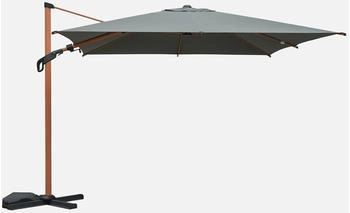 sweeek Square offset parasol Etretat 300 x 300 cm Khaki wood effect