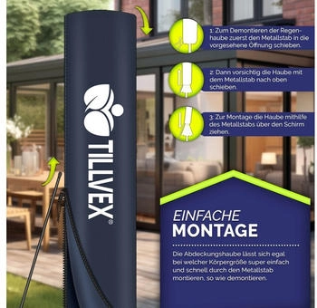tillvex Round offset parasol 330 cm with LED Navy blue
