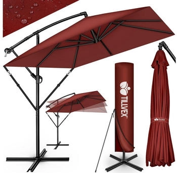 tillvex Rectangular offset parasol 330 cm Red