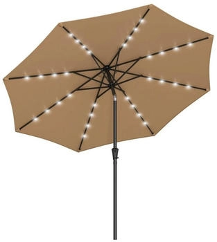 Songmics Round parasol 3 m with LED Taupe