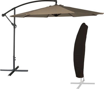 Happy Garden Round offset parasol 3.5 m Taupe with cover