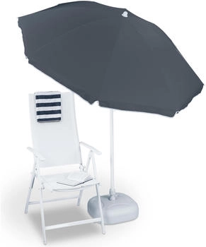 Relaxdays Tiltable straight parasol 180 cm Grey