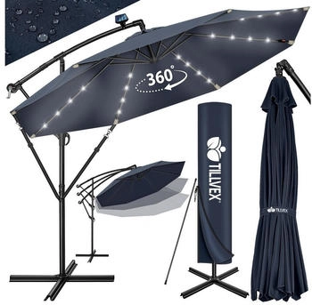 tillvex Round offset parasol 300 cm with LED Blue