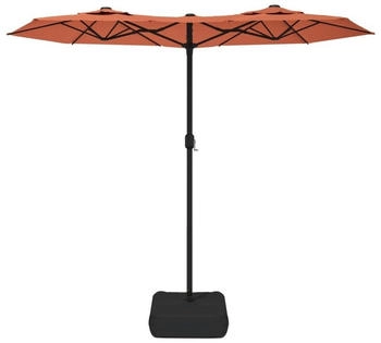 vidaXL Double parasol with LED Terracotta
