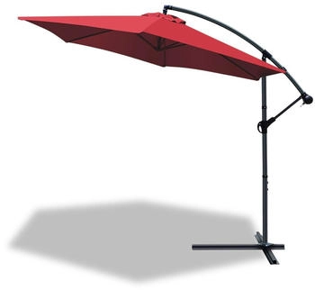 Vounot Round offset parasol 300 cm Red with cover