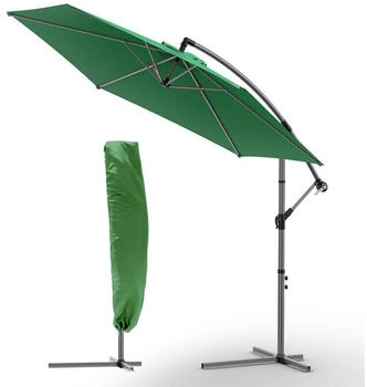 Vounot Round offset parasol 300 cm Green with cover