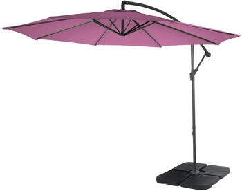 Mendler Acerra Sonnenschutz Ø 3m neigbar Polyester/Stahl 11kg lavendel-rot mit Ständer lila 76497+31831