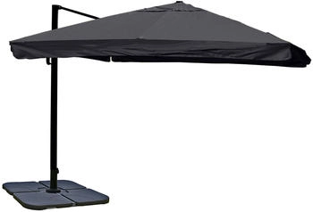 Mendler HWC-A96 3,5x3,5m (&Oslash;4,95m) Polyester/Alu 25kg anthrazit mit St&auml;nder grau 65159+35661