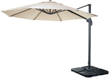 Mendler HWC-A96 rund Ø 3m Alu/Stahl creme mit Ständer beige 138535+31831+122472