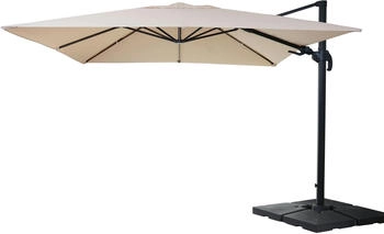 Mendler HWC-A96 3x4m (Ø5m) schwenkbar Polyester/Alu creme mit Ständer beige 153395+35661