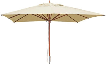 Mendler HWC-C57 Gartenschirm Polyester/Holz 28kg eckig 4x4m Seilzug stoßsicher creme beige Massivholz 66535