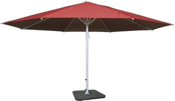Mendler Meran II Gastronomie Ø 5m Polyester/Alu Mast weiß 28kg rot mit Ständer rot 70741+70477