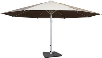 Mendler Meran II Gastronomie Ø 5m Polyester/Alu Mast weiß 28kg creme-beige mit Ständer beige 70739+70477