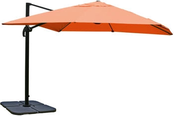 Mendler HWC-A96 Gastronomie 3x3m (Ø4,24m) Polyester/Alu terracotta mit Ständer orange 130672+31831+122472