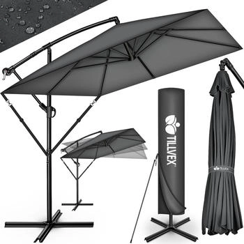tillvex Rectangular offset parasol 330 cm Anthracite with base