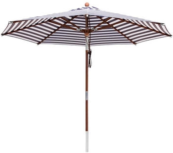 anndora Sonnenschirm Knickbar 3m rund Gestreift Blau Weiß
