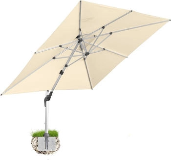 anndora Alu Sonnenschirm natural 3,5 x 3,5m mit Bodenanker natur