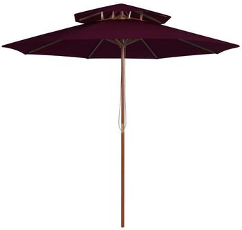 vidaXL Sonnenschirm Doppeldach Holz-Mast 270 cm bordeauxrot (313764)